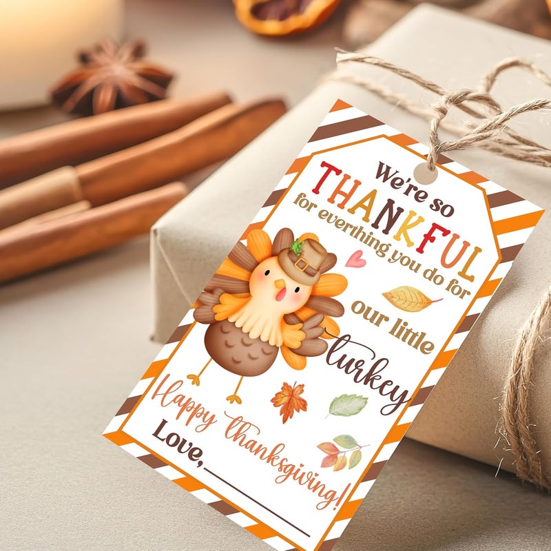 HandEasy 50 PCS Fall Gift Tags Thanksgiving Gift Tags with String, 2.1" x 3.5" Thanksgiving Design Present Label for Present Bags, Fall Party Favor Decorations, 4 Styles - A01 - Image 1